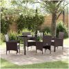 5-delat Trädgårdsmatbord Set i Brunt Poly Rattan vidaXL 140 x 70 x 73 cm – miniatyr 1