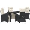 5-delat trädgårdsmatbord set i svart poly rattan. vidaXL 140 x 80 x 73 cm – miniatyr 2