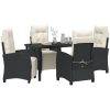 5-delat trädgårdsmatbord set i svart poly rattan. vidaXL 140 x 80 x 73 cm – miniatyr 3