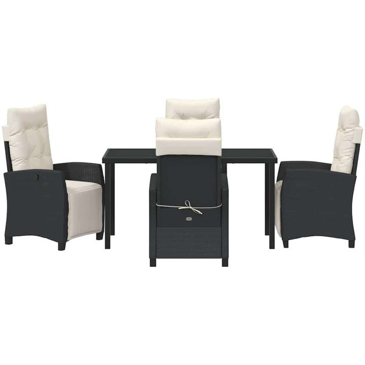 5-delat trädgårdsmatbord set i svart poly rattan. vidaXL 140 x 80 x 73 cm – bild 7