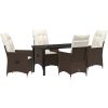 5-delat Trädgårdsmatbord Set Med Kuddar, Brun Poly Rattan vidaXL 140 x 70 x 73 cm – miniatyr 2
