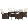 5-delat Trädgårdsmatbord Set Med Kuddar, Brun Poly Rattan vidaXL 140 x 70 x 73 cm – miniatyr 3