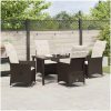 5-delat Trädgårdsmatbord Set Med Kuddar, Brun Poly Rattan vidaXL 140 x 70 x 73 cm – miniatyr 4