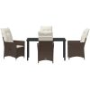 5-delat Trädgårdsmatbord Set Med Kuddar, Brun Poly Rattan vidaXL 140 x 70 x 73 cm – miniatyr 7