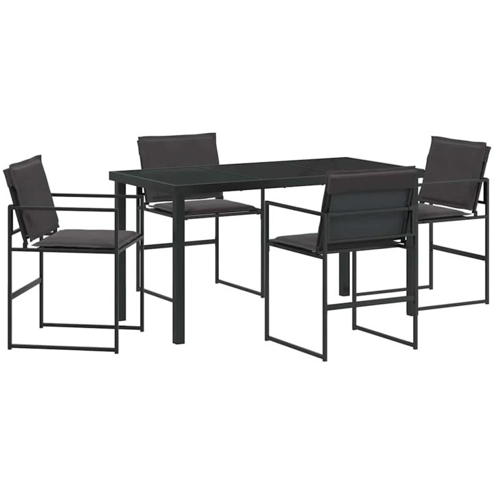 5-delat trädgårdsmatbordset med kuddar i svart textilene och stål. vidaXL 140 x 70 x 73 cm – bild 2