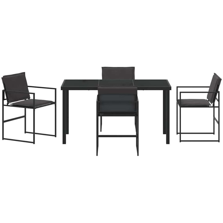 5-delat trädgårdsmatbordset med kuddar i svart textilene och stål. vidaXL 140 x 70 x 73 cm – bild 6