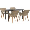 5-delat Trädgårdsmatsal Set Beige Poly Rattan vidaXL 140 x 70 x 74 cm – miniatyr 2