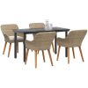 5-delat Trädgårdsmatsal Set Beige Poly Rattan vidaXL 140 x 70 x 74 cm – miniatyr 3