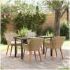 5-delat Trädgårdsmatsal Set Beige Poly Rattan vidaXL 140 x 70 x 74 cm – miniatyr 1