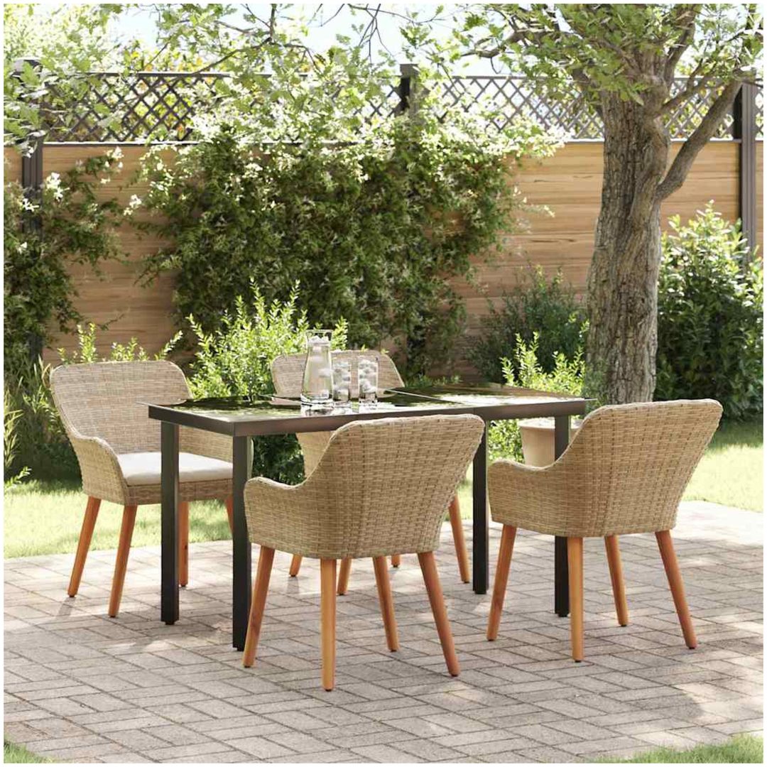 5-delat Trädgårdsmatsal Set Beige Poly Rattan vidaXL 140 x 70 x 74 cm