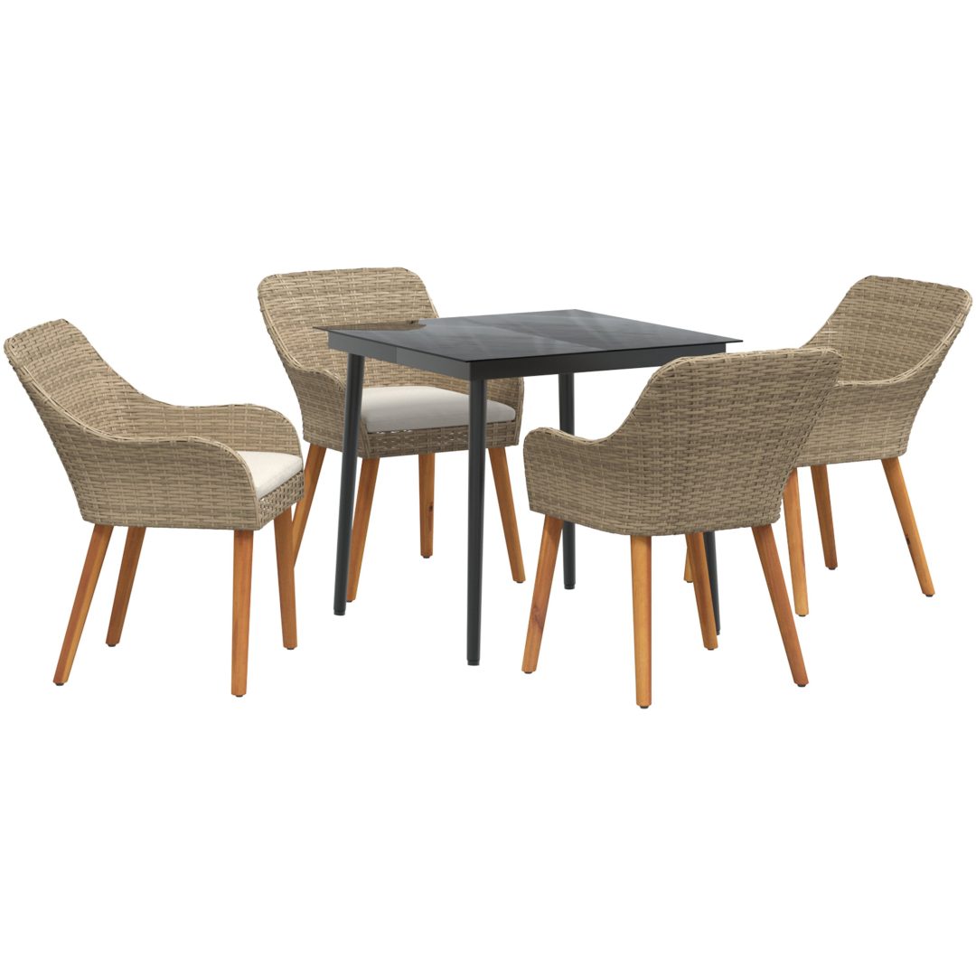 5-delat trädgårdsmatsals set beige poly rotting vidaXL 80 x 80 x 74 cm – bild 2