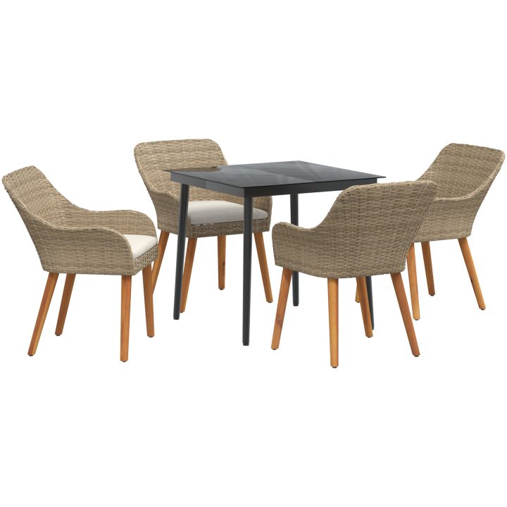 5-delat trädgårdsmatsals set beige poly rotting vidaXL 80 x 80 x 74 cm – bild 2