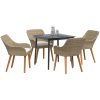 5-delat trädgårdsmatsals set beige poly rotting vidaXL 80 x 80 x 74 cm – miniatyr 3