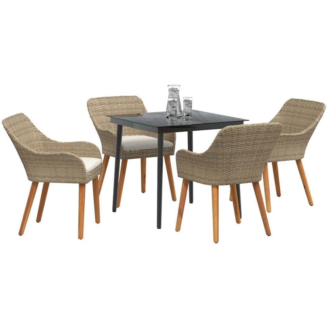 5-delat trädgårdsmatsals set beige poly rotting vidaXL 80 x 80 x 74 cm – bild 3