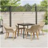 5-delat trädgårdsmatsals set beige poly rotting vidaXL 80 x 80 x 74 cm – miniatyr 4