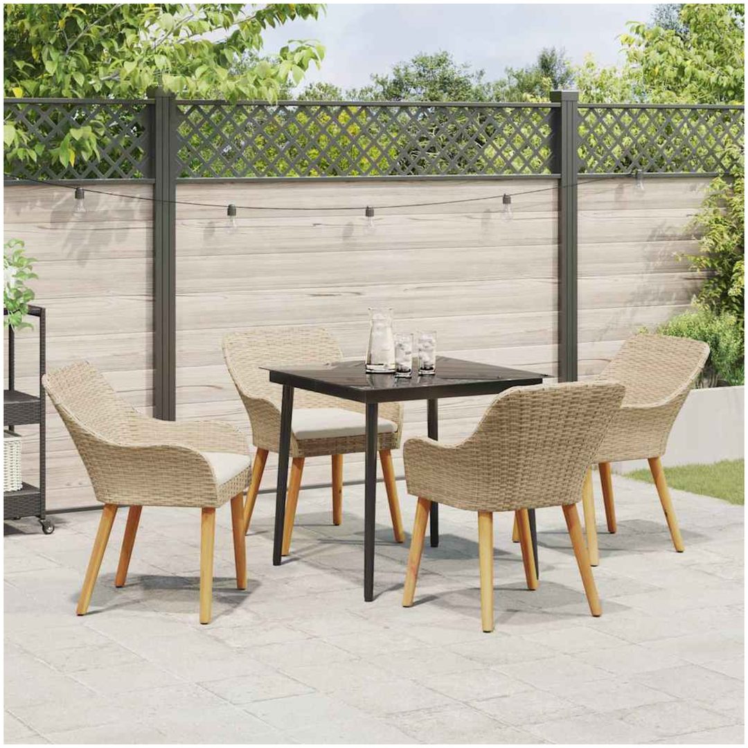 5-delat trädgårdsmatsals set beige poly rotting vidaXL 80 x 80 x 74 cm – bild 4