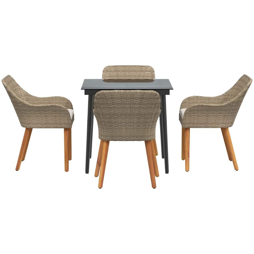 5-delat trädgårdsmatsals set beige poly rotting vidaXL 80 x 80 x 74 cm – bild 7