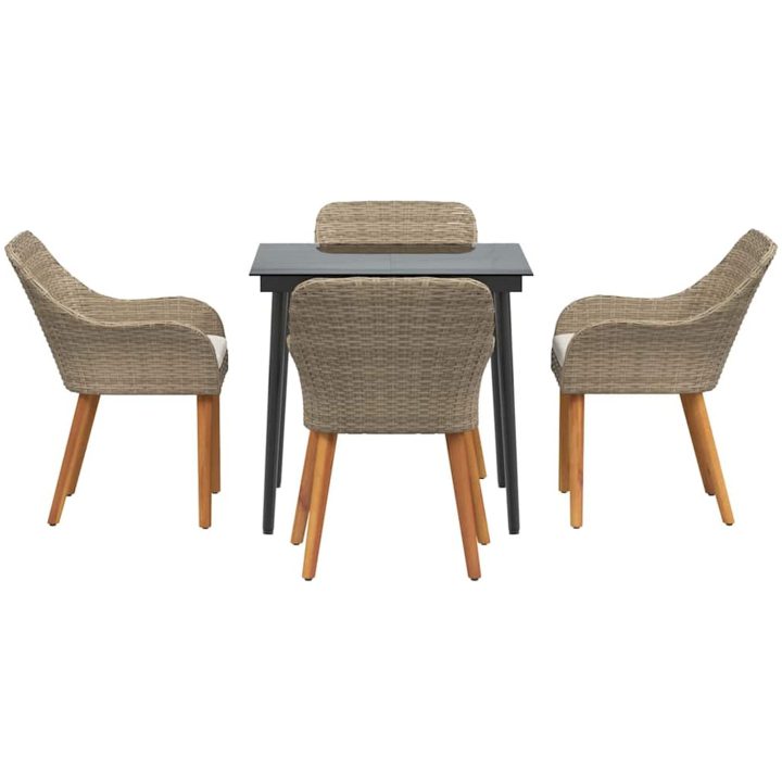 5-delat trädgårdsmatsals set beige poly rotting vidaXL 80 x 80 x 74 cm – bild 7