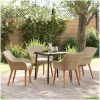 5-delat trädgårdsmatsals set beige poly rotting vidaXL 80 x 80 x 74 cm – miniatyr 1