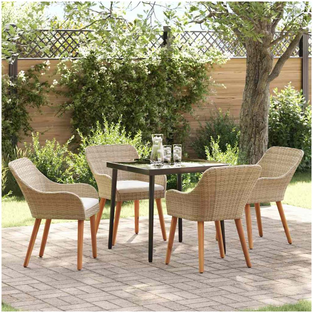 5-delat trädgårdsmatsals set beige poly rotting vidaXL 80 x 80 x 74 cm