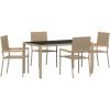 5-delat trädgårdsmatsalsset Beige Poly-Rotting vidaXL 4 - Sits – miniatyr 2