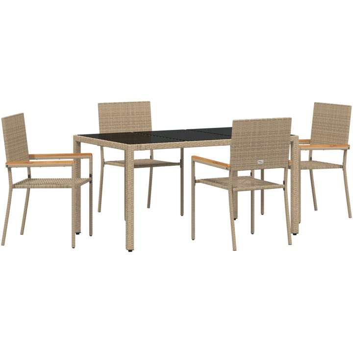 5-delat trädgårdsmatsalsset Beige Poly-Rotting vidaXL 4 - Sits – bild 2
