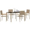 5-delat trädgårdsmatsalsset Beige Poly-Rotting vidaXL 4 - Sits – miniatyr 3