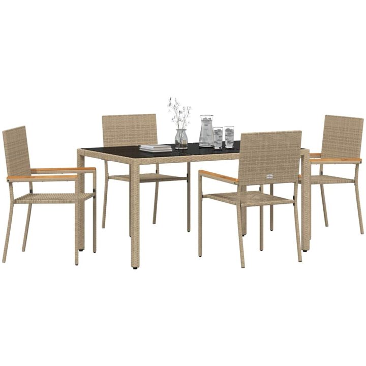 5-delat trädgårdsmatsalsset Beige Poly-Rotting vidaXL 4 - Sits – bild 3