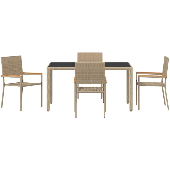 5-delat trädgårdsmatsalsset Beige Poly-Rotting vidaXL 4 - Sits – bild 7