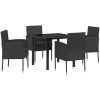 5-delat trädgårdsmatsalsset med kuddar svart poly-konstrotting vidaXL 80 x 80 x 73 cm – miniatyr 2