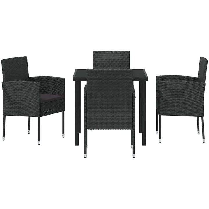 5-delat trädgårdsmatsalsset med kuddar svart poly-konstrotting vidaXL 80 x 80 x 73 cm – bild 6
