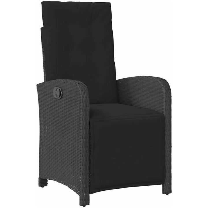 5-delat trädgårdsmatsalsset med kuddar svart poly rotting vidaXL 4 - Sits – bild 6