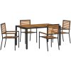 5-delat Trädgårdsmatsalsset Svart Poly Rattan Akacia vidaXL 4 - Sits – miniatyr 2