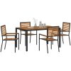 5-delat Trädgårdsmatsalsset Svart Poly Rattan Akacia vidaXL 4 - Sits – miniatyr 3