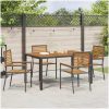 5-delat Trädgårdsmatsalsset Svart Poly Rattan Akacia vidaXL 4 - Sits – miniatyr 4
