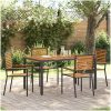 5-delat Trädgårdsmatsalsset Svart Poly Rattan Akacia vidaXL 4 - Sits – miniatyr 1