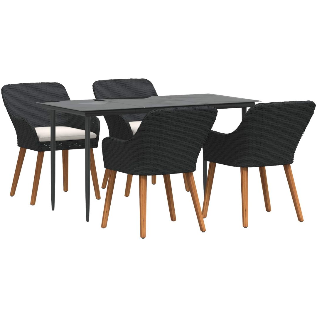 5-delat trädgårdsmatsalsset svart polyrotting vidaXL 140 x 70 x 74 cm – bild 2