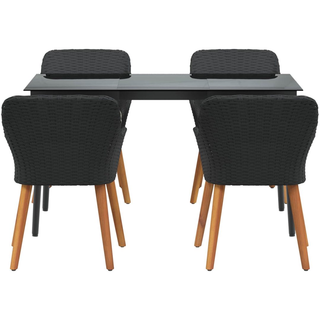 5-delat trädgårdsmatsalsset svart polyrotting vidaXL 140 x 70 x 74 cm – bild 11