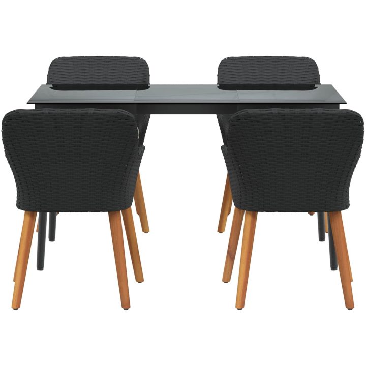 5-delat trädgårdsmatsalsset svart polyrotting vidaXL 140 x 70 x 74 cm – bild 11