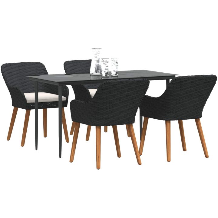 5-delat trädgårdsmatsalsset svart polyrotting vidaXL 140 x 70 x 74 cm – bild 4