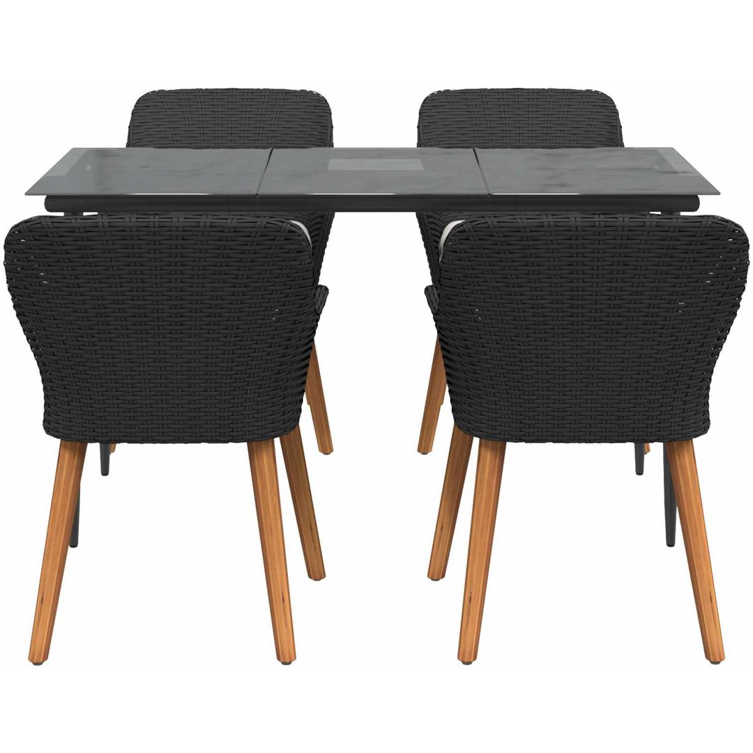 5-delat trädgårdsmatsalsset svart polyrotting vidaXL 140 x 70 x 74 cm – bild 10