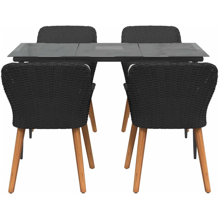 5-delat trädgårdsmatsalsset svart polyrotting vidaXL 140 x 70 x 74 cm – bild 10