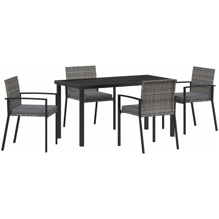 5-delat Trädgårdsmatset Grå Poly Rottning vidaXL 140 x 70 x 73 cm – bild 2