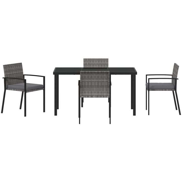 5-delat Trädgårdsmatset Grå Poly Rottning vidaXL 140 x 70 x 73 cm – bild 6