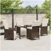 5-delat trädgårdsmatset med kuddar, brun poly-rattan. vidaXL 140 x 70 x 73 cm – miniatyr 4