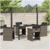 5-delat Trädgårdsmatset med Kuddar Grå Poly Rattan vidaXL 140 x 70 x 73 cm – miniatyr 4