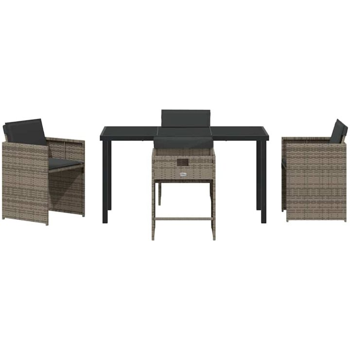 5-delat Trädgårdsmatset med Kuddar Grå Poly Rattan vidaXL 140 x 70 x 73 cm – bild 7