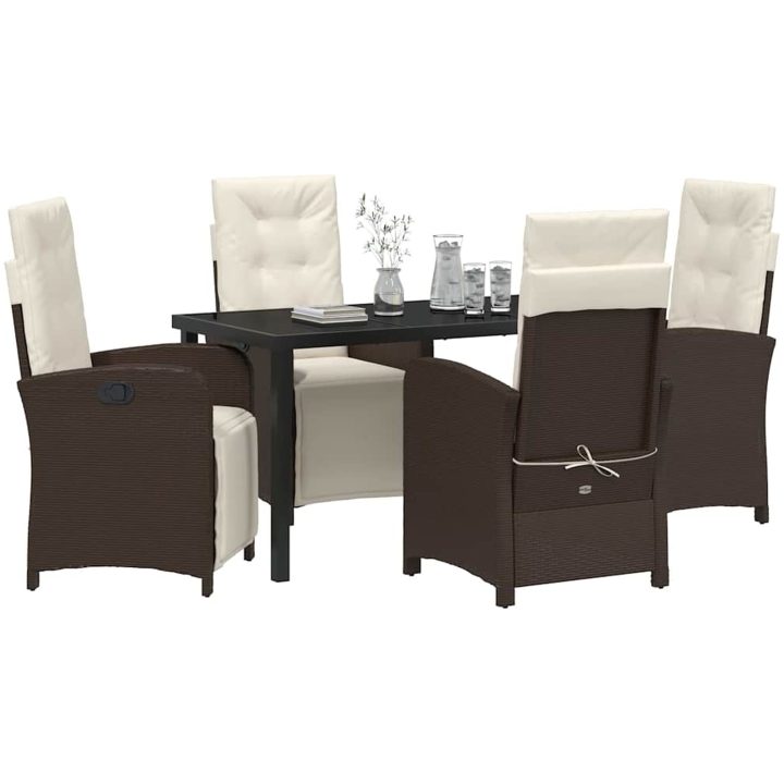 5-delat trädgårdsmatset med kuddar i brun poly rattan vidaXL 4 - Sits – bild 3