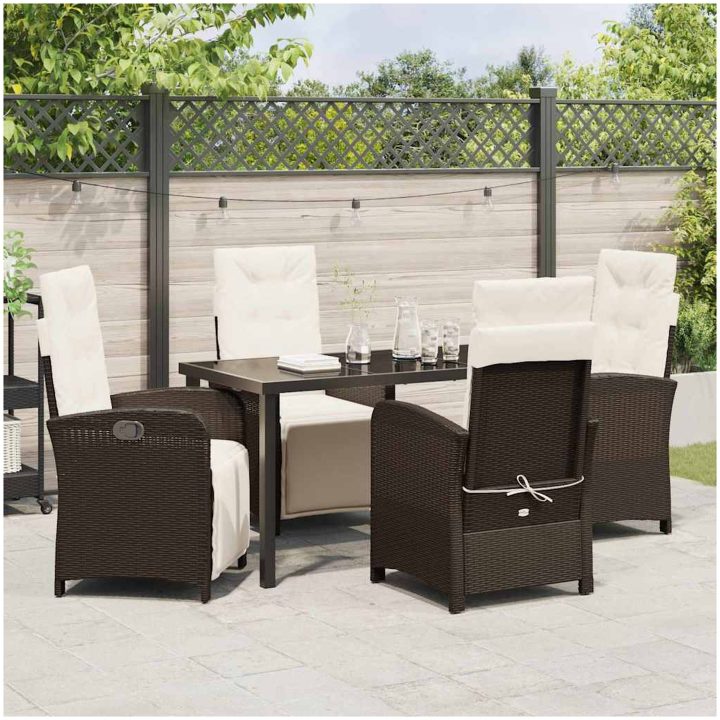 5-delat trädgårdsmatset med kuddar i brun poly rattan vidaXL 4 - Sits – bild 4