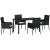5-delat trädgårdsmatset med kuddar, svart poly rattan. vidaXL 140 x 70 x 73 cm – miniatyr 2